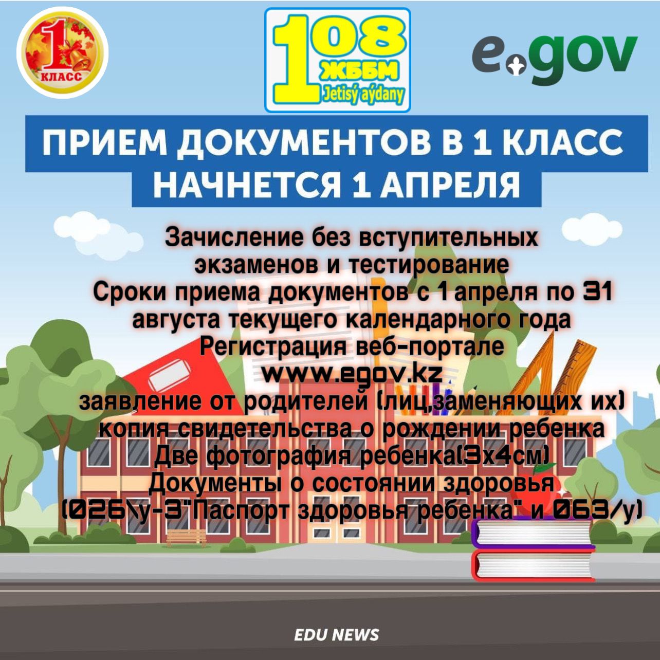 Прием документов в 1 класс начался с 1 апреля