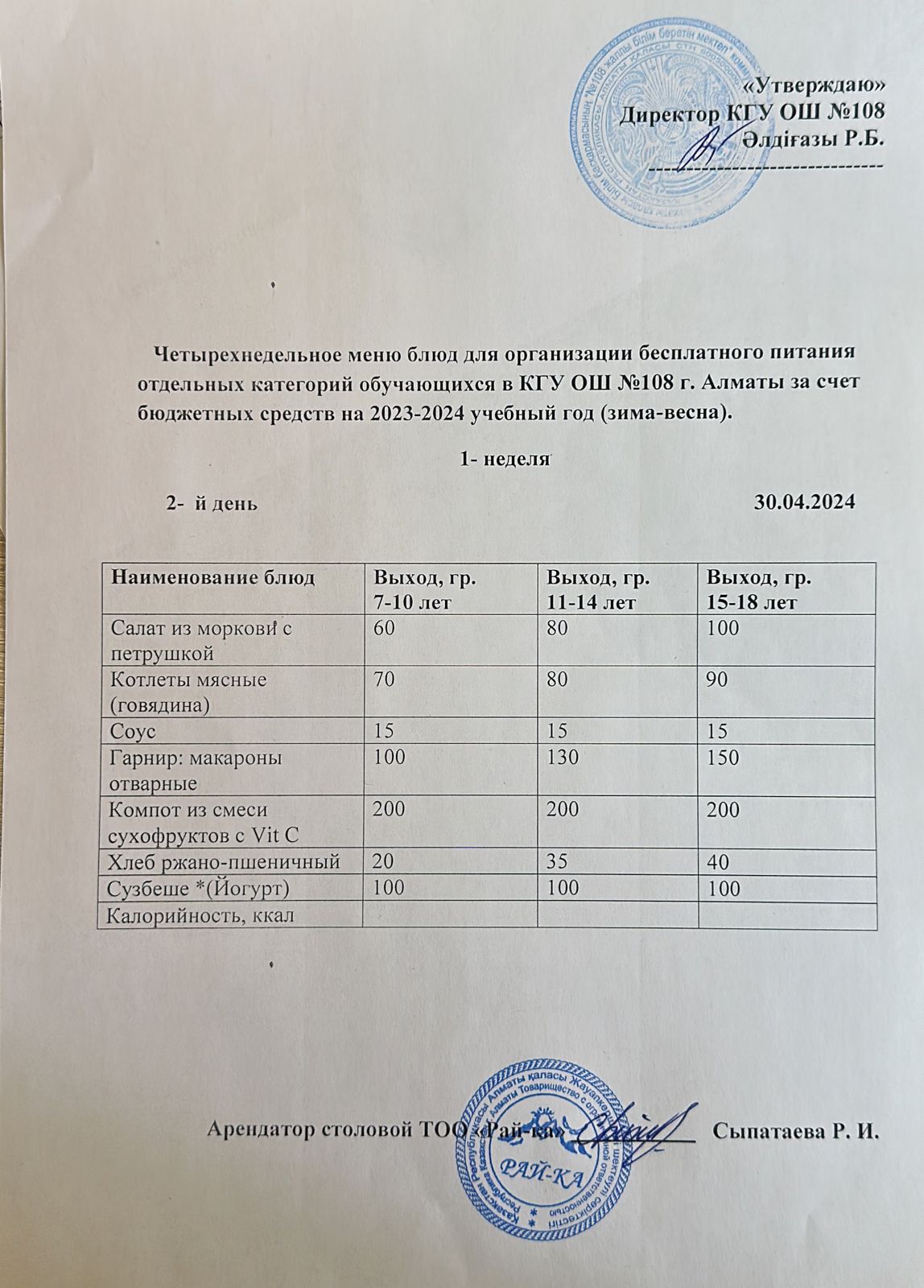 Ас мәзірі