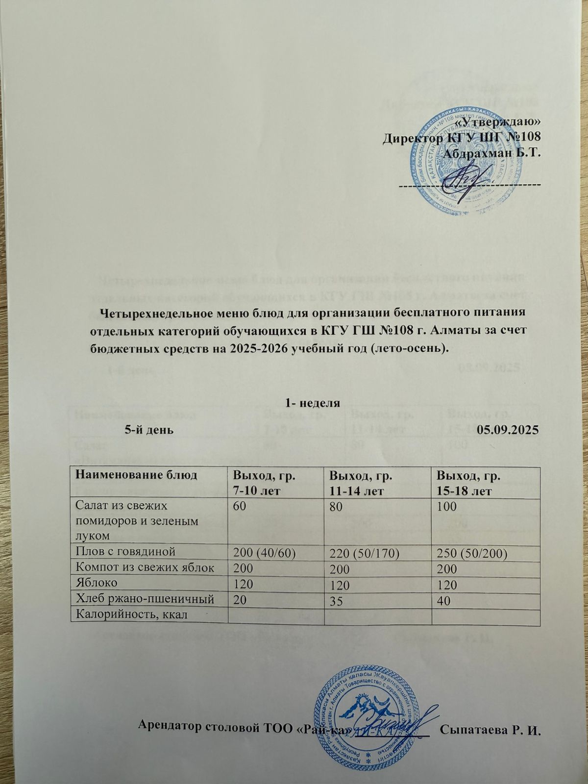 Ас мәзірі