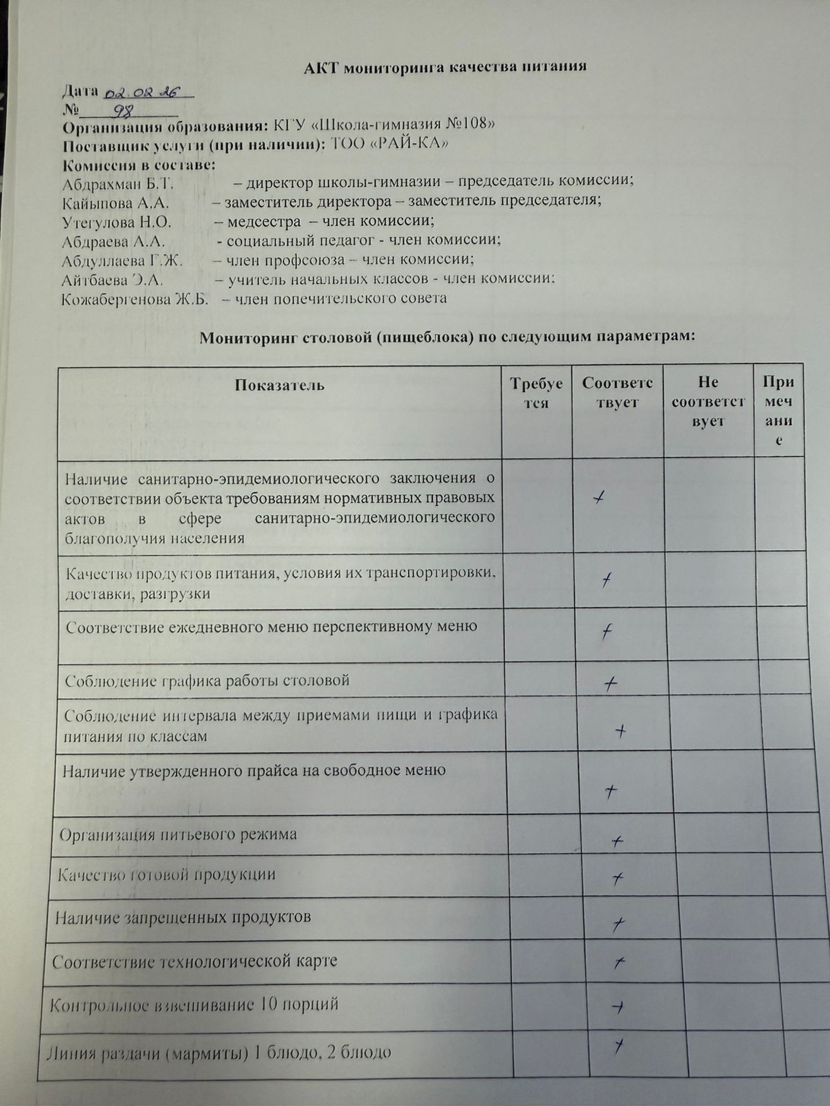 Бракраждық комиссия жұмысы